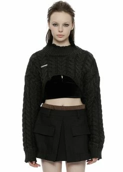 Punk Rave Cable Cropped Sweater