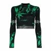 Punk Rave Dark Dyed Cyber Green Crop Top