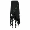 Punk Rave Dark Plaid Irregular Tassel Skirt