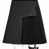 Punk Rave Dark Punk Pleated Suspender Skirt
