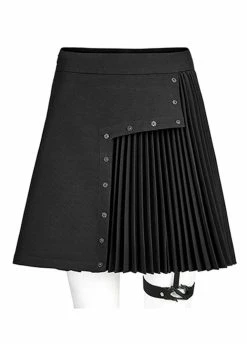Punk Rave Dark Punk Pleated Suspender Skirt