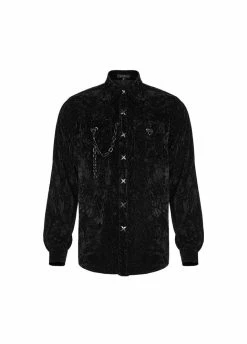 Punk Rave Dark Velvet Button-Down Shirt