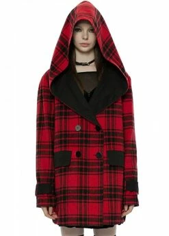 Punk Rave Grunge Reversible Plaid Coat