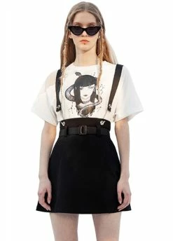 Punk Rave Hell Girl Shoulder Strap Skirt