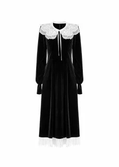 Punk Rave Lolita Lace Collar Velvet Dress