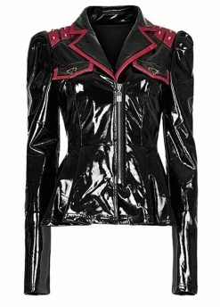 Punk Rave Manson Gloss PVC Fitted Military Jacket