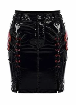 Punk Rave Manson Gloss PVC Lace-Up Mini Skirt