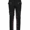 Punk Rave Metallic Spliced Plaid Bondage Pants