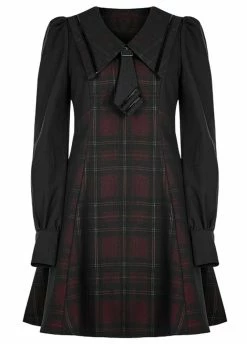 Punk Rave Plaid Sailor Collar Dress