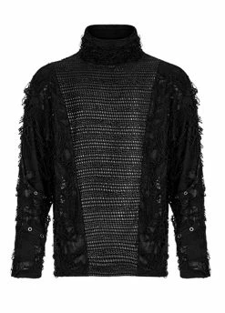 Punk Rave Ragged Knit High Collar Top