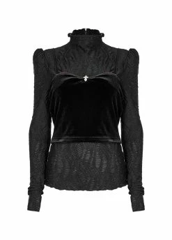 Punk Rave Ruched Shirt With Velvet Tank Top