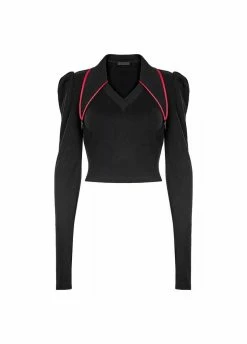 Punk Rave Vamp-Neck Pointed Collar Top