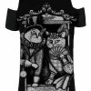 Restyle Cat Couple Cold Shoulder Top