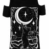 Restyle Cat Crescent Cold Shoulder T-Shirt