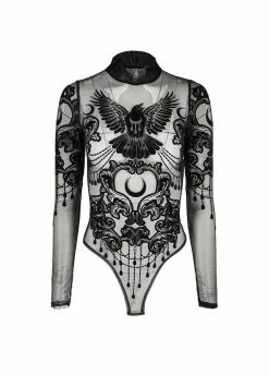 Restyle Gothic Raven Mesh Bodysuit