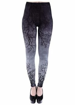 Restyle Grey Branches Ombre Gothic Leggings
