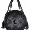 Restyle Henna Black Embroidered Round Bag