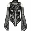 Restyle Iris Cold Shoulder Mesh Bodysuit