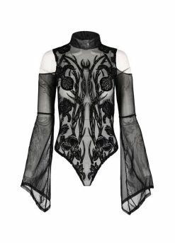 Restyle Iris Cold Shoulder Mesh Bodysuit