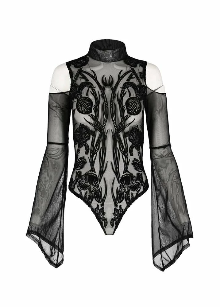 Restyle Iris Cold Shoulder Mesh Bodysuit 3 Restyle Iris Cold Shoulder Mesh Bodysuit