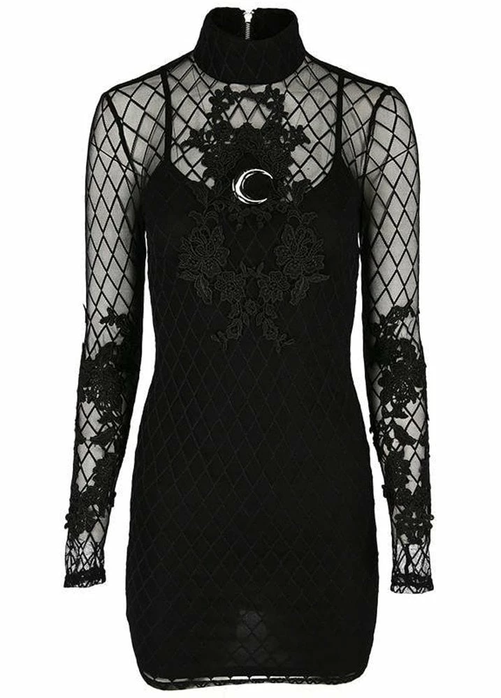 Restyle Mesh Overlay Moon Lace Pencil Dress 3 Restyle Mesh Overlay Moon Lace Pencil Dress