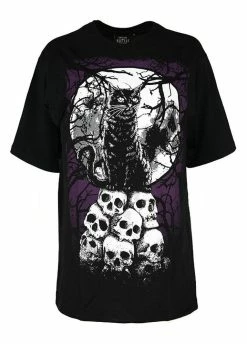Restyle Morbid Cat Oversized Gothic T-Shirt